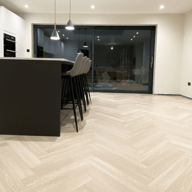 Balento  Islands Mariners Cove Light Beige SPC Vinyl Herringbone Flooring, 6mm, Waterproof & Underlay Attached, Click System, 1.77m2