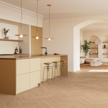 BerryAlloc Chateau+ Charme Light Natural Laminate Herringbone Flooring, 8mm, Splash & Scratch Resistant, Click System, 2.04m2