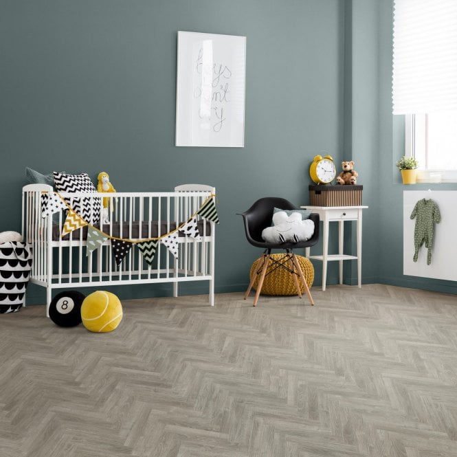 Berry Alloc Chateau Laminate Herringbone BerryAlloc Chateau+ Java Light Grey Laminate Herringbone Flooring, 8mm, Splash & Scratch Resistant, Click System, 2.04m2
