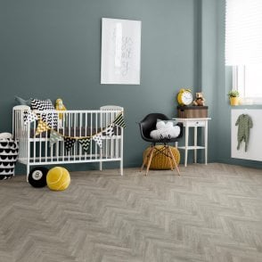 BerryAlloc Chateau+ Java Light Grey Laminate Herringbone Flooring, 8mm, Splash & Scratch Resistant, Click System, 2.04m2