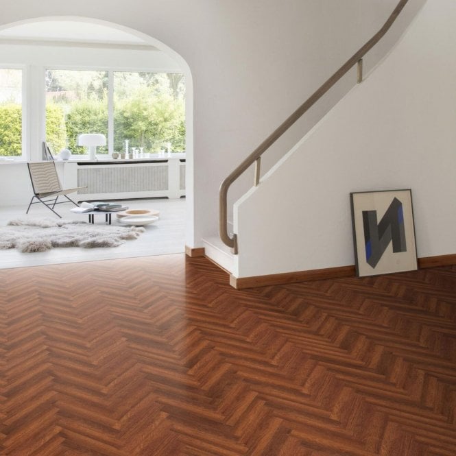 Berry Alloc Chateau Laminate Herringbone BerryAlloc Chateau+ Merbau Brown Laminate Herringbone Flooring, 8mm, Splash & Scratch Resistant, Click System, 2.04m2