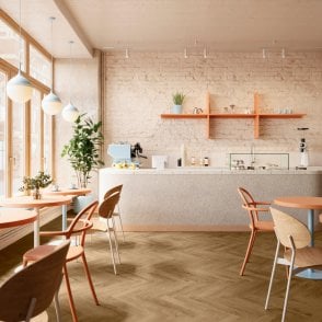 BerryAlloc Chateau+ Texas Light Brown Laminate Herringbone Flooring, 8mm, Splash & Scratch Resistant, Click System, 2.04m2