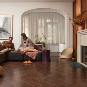 BerryAlloc Chateau+ Walnut Brown Laminate Herringbone Flooring, 8mm, Splash & Scratch Resistant, Click System, 2.04m2