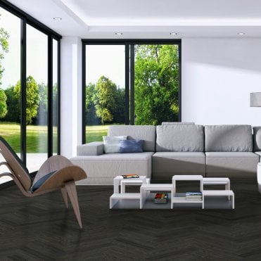 Engineered Flooring, Lyon Dark Oak Herringbone, 15/4mm x 90mm x 450mm, Brushed & Lacquered