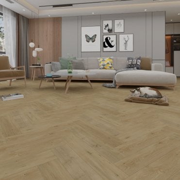 Hurley Oak Herringbone Parquet Laminate Flooring 14mm - Underlay Attached (2mm)