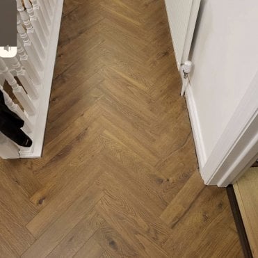 Knightsbridge Smoked Oak Herringbone Parquet Laminate Flooring 12mm AC4 Grade