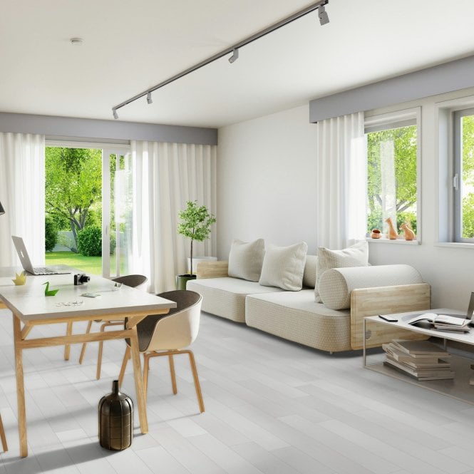 Knot and Grain Lofthouse Hamburg Light Grey Oak Laminate Plank Flooring, 15mm, Underlay Attached, V Groove System, 1.20m2