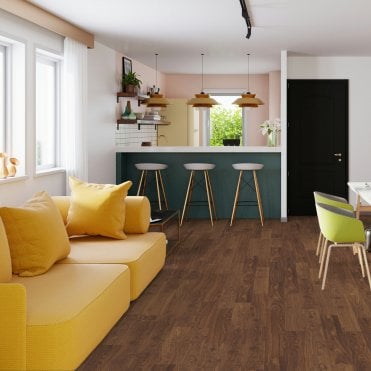 Lofthouse Rome Walnut Laminate Plank Flooring, 15mm, Underlay Attached, V Groove System, 1.20m2
