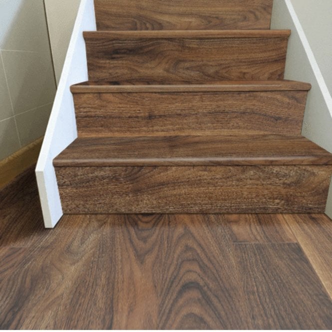 Knot & Grain Rome Walnut Laminate Stair Tread & Riser, DIY Friendly, 1 Step