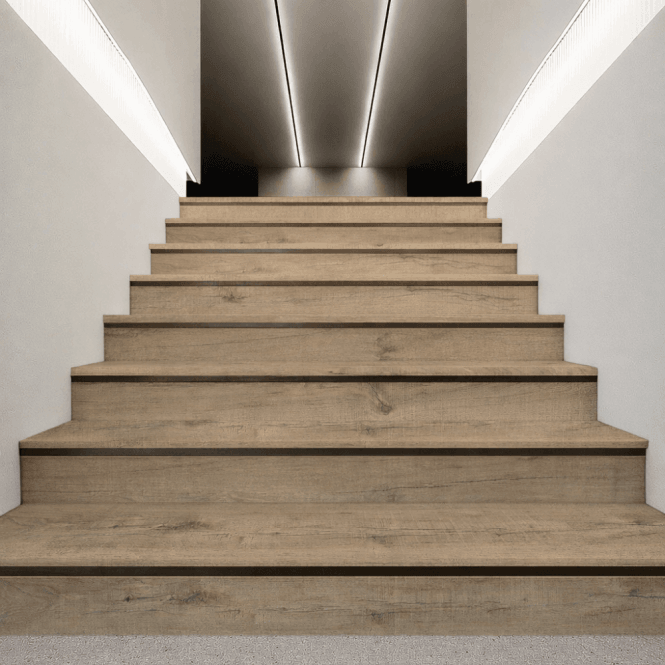 Nordic  Lysa Laminate Stairset (Set 13) (with reversible riser white/wood)